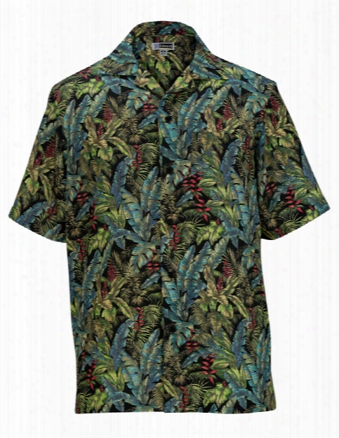 Edwards Tropical Leaf Camp Shirt - Black Leaf - Unisex - Corporate Apparel