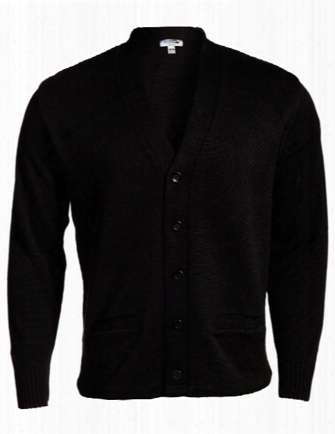 Edwards Unisex V-neck 5-button Cardigan Sweater - Black - Unisex - Corporate Apparel