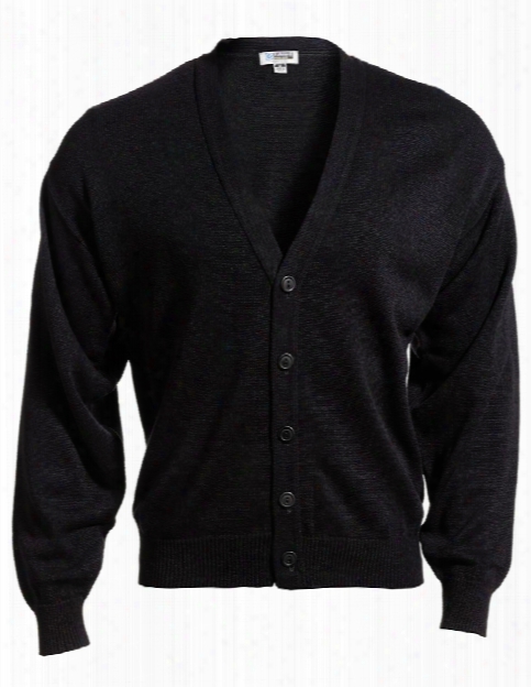 Edwards V-neck Acrylic Cardigan - Black - Unisex - Corporate Apparel