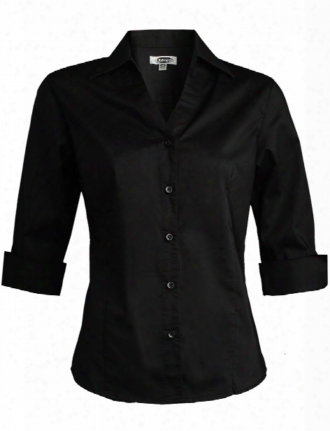 Edwards Womens 3/4 Sleeve Stretch Blouse - Black - Unisex - Corporate Apparel