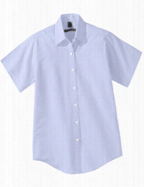Edwards Womens Pinpoint Oxford Short Sleeve Blouse - Blue - Unisex - Corporate Apparel
