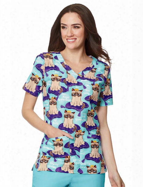 Grumpy Cat Scrubs Grumpy Rules Scrub Top - Print - Female - Women's Scrubs