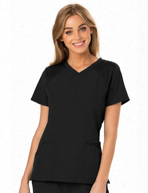 Heartsoul Love 2 Love U V-neck Scrub Top - Black - Female - Women's Scrubs