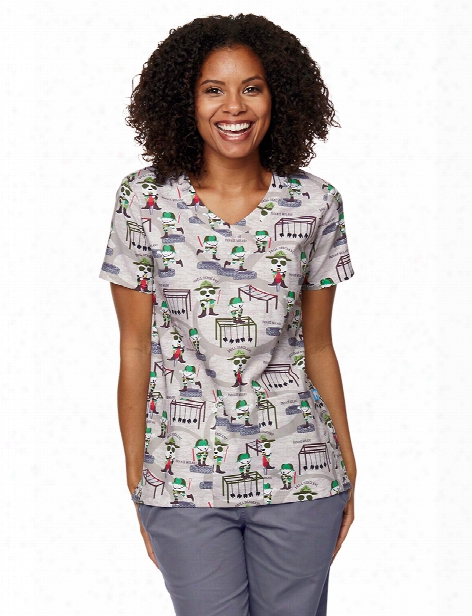 Mad About Mouths Drill Sergeant 2 Pocket Scrub Top - Print - Female - Women's Scrubs