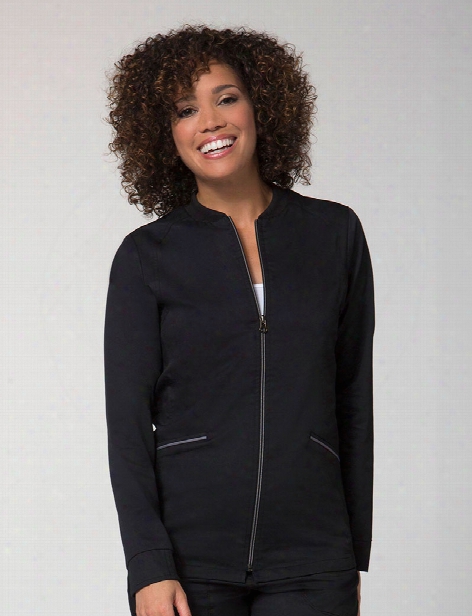Maevn Primaflex Zip Front Warm Up Jacket - Black - Female - Women's Scrubs