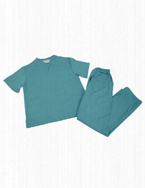 Natural Uniforms Unisex 2 Pocket Scrub Set - Aqua - Unisex - Unisex