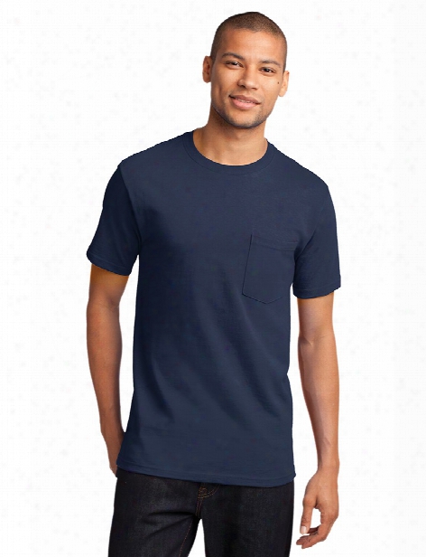 Port And Company Essentials Tee With Pocket - Navy - Unisex - Corporate Apparel