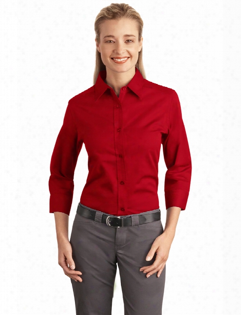 Port Authority Clearance Ladies 3/4 Sleeve Easy Care Shirt - Red - Unisex - Chefwear