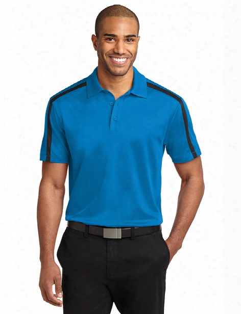 Port Authoeity Clearance Silk Touch Performance Colorblock Stripe Sport Polo Shirt - Brillant Blue - Unisex - Corporate Apparel