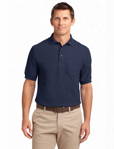 Port Authority Clearance Silk Touch Sport Polo Shirt With Pocket - Navy - Unisex - Corporate Apparel