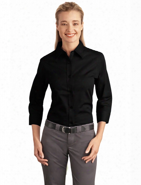 Port Authority Ladies 3/4 Sleeve Easy Care Shirt - Black - Unisex - Corporate Apparel