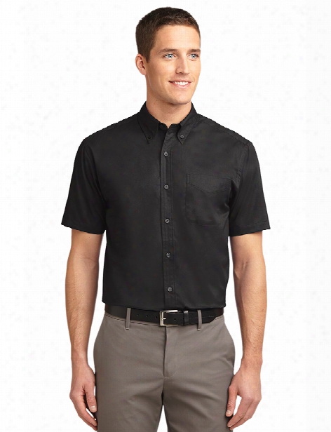 Port Authority Short Sleeve Easy Care Shirt - Black-light Stone - Unisex - Corporate Apparel