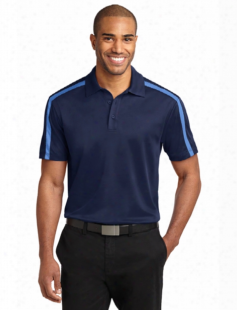Port Authority Silk Touch Performance Colorblock Stripe Sport Polo Shirt - Navy-carolina - Unisex - Corporate Apparel