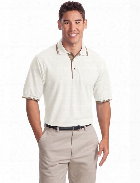 Port Authority Stripe Trim Polo - Winter White - Unisex - Corporate Apparel