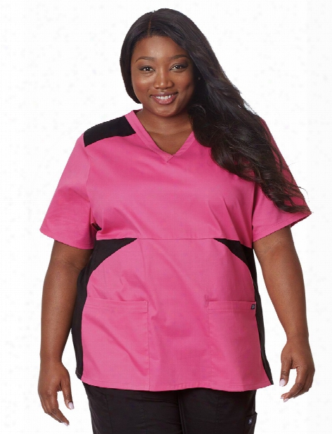 Tafford Clearance Tafford Plus Color Block Scrub Top - Posh Pink - Female - Women's Scrubs
