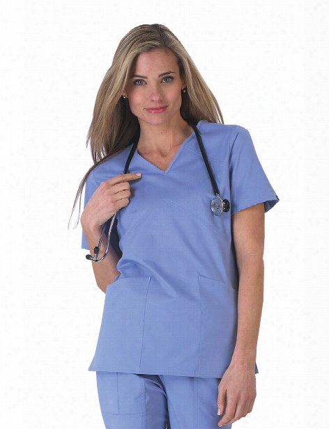 Tafford Essentials Stretch Asymmetrical Seam Scrub Top - Ceil - Female - Women's Scrubs