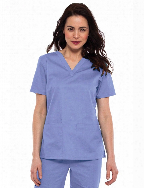 Tafford Essentials Stretch Clearance 2 Pocket Scrub Top - Ceil - Female - Women's Scrubs