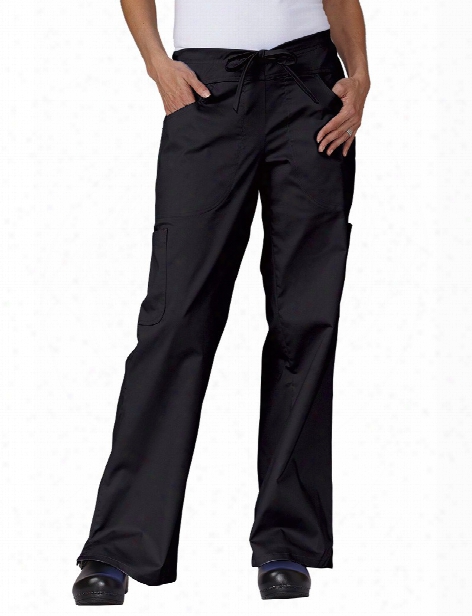 Tafford Essentials Stretch Flare Leg Cargo Pocket Scrub Pant - Black - Female - Women's Scrubs