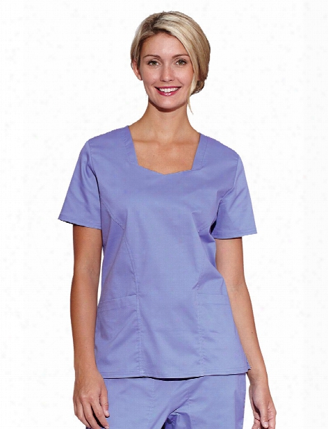 Tafford Essentials Stretch Sweetheart Neck Scrub Top - Ceil - Female - Women's Scru Bs