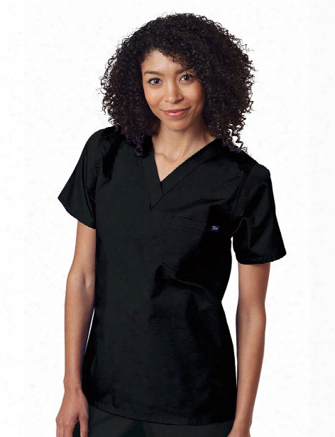 Tafford Essentials Unisex Chest Pocket Scrub Top - Black - Unisex - Unisex