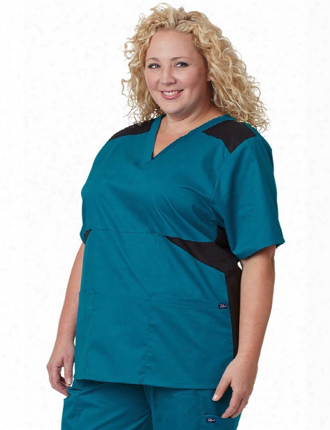 Tafford Plus Color Block Scrub Top - Coastal Surf - Female - Women's Scrubs