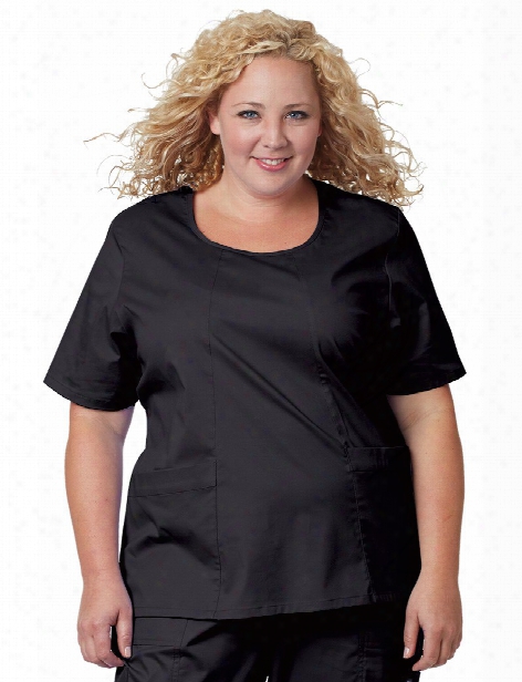 Tafford Plus Scoop Neck Scrub Top - Black - Female - Women's Scrubs