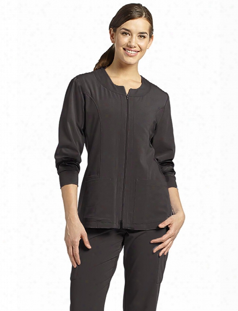 White Cross Marvella Zip Front Stretch Jacket - Black - Female - Women's Scrubs