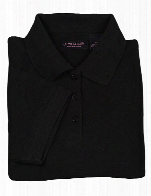 Alpha Broder Ultraclub Ladies Whisper Pique Polo - Black - Unisex - Corporate Apparel