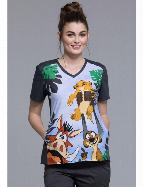 Cherokee Disney The Lion King A King Is Born Scrub Top - Print - Female - Women's Scrubs