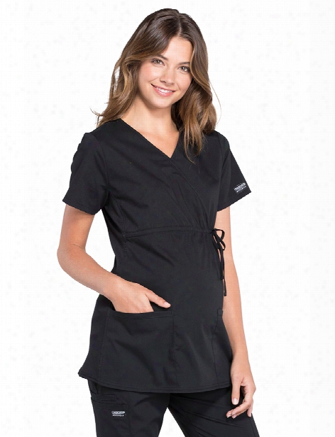 Cherokee Workwear Professionals Maternity Scrub Top - Black - Female - Women's Scrubs