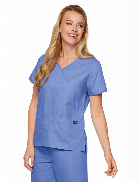 Lydia's Clearance Lydia's Select Mock Wrap Scrub Top - Ceil Blue - Female - Women's Scrubs