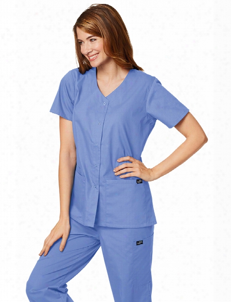 Lydia's Clearance Lydia's Select Snap Front Scrub Top - Ceil Blue - Unisex - Clearance