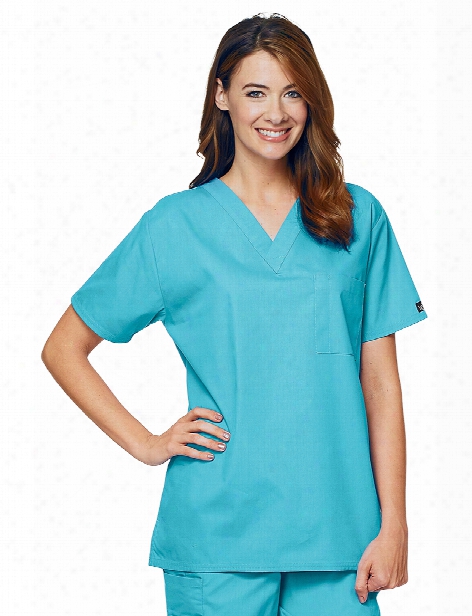 Lydia's Clearance Lydia's Select Unisex Chest Pocket Scrub Top - Aqua Sky - Unisex - Unisex