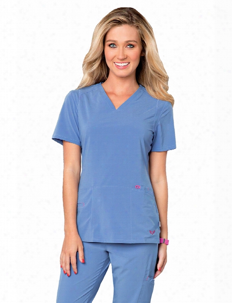 Smitten Rock Goddess Scrub Top - Ceil Blue - Female - Women's Scrubs