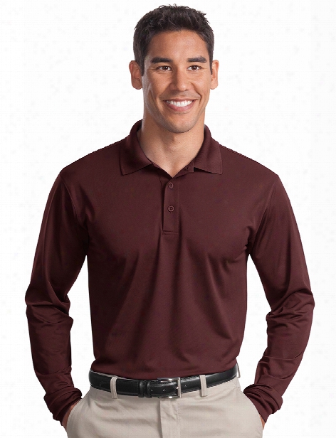 Sport-tek Long Sleeve Micropique Sport-wick Polo - Maroon - Male - Corporate Apparel