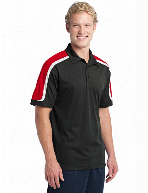 Sport-tek Tricolor Shoulder Micropique Sport-wick Polo - Black-true Red-white - Unisex - Corporate Apparel