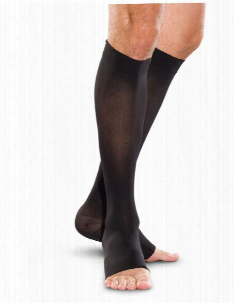 Therafirm 30-40 Mmhg Unisex Open Toe Compression Knee Highs - Black - Unisex - Women's Scrubs