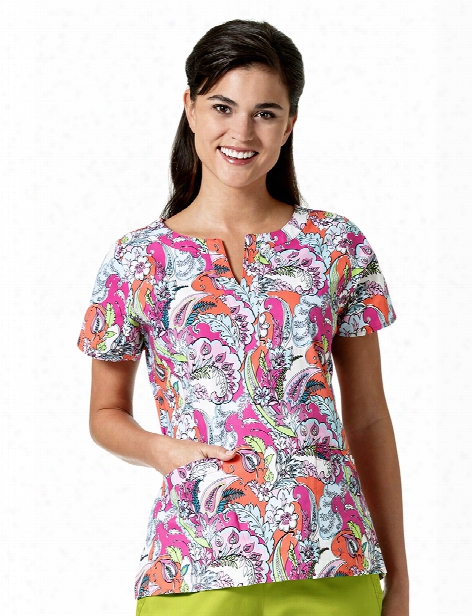 Vera Bradley Signature Autumn Leaves Scrub Top - Print - Female - Women's Scrubs