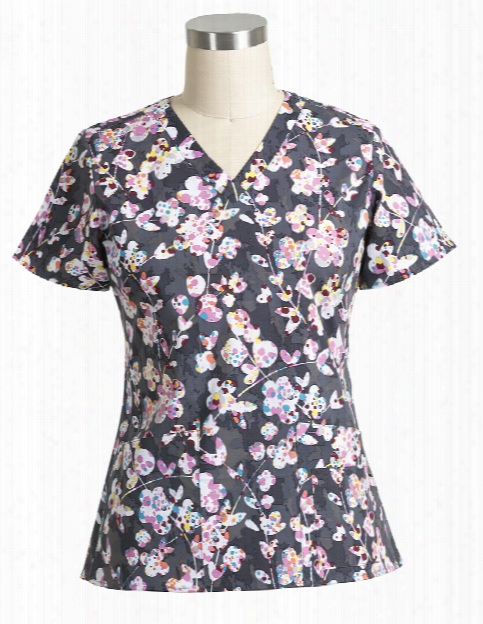 Vera Bradley Signature Painted Cut Vines Scrub Top - Print - Female - Women's Scrubs