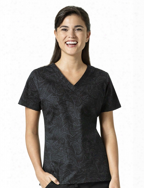 Vera Bradley Signature Sketch Scroll Black Scrub Top - Print - Female - Women's Scrubs