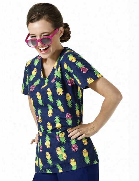 Zoe + Chloe Good Vibes Only Scrub Top - Print - Female - Women's Scrubs