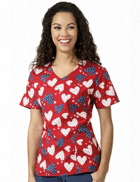 Zoe + Chloe I Love America Scrub Top - Print - Female - Women's Scrubs