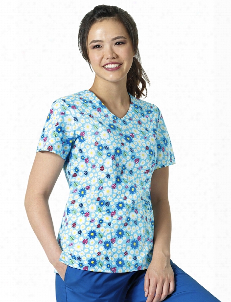 Zoe + Chloe Little Lady Scrub Top - Print - Female - Women's Scrubs