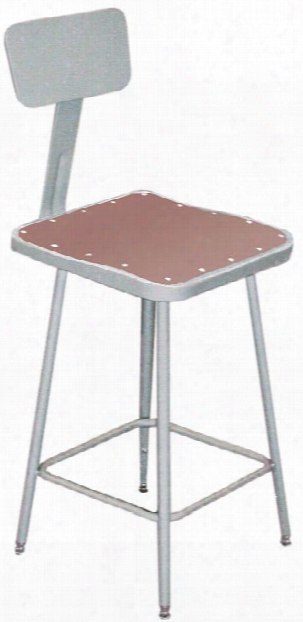 18"h Square Stool With Backrest By National Public Seating