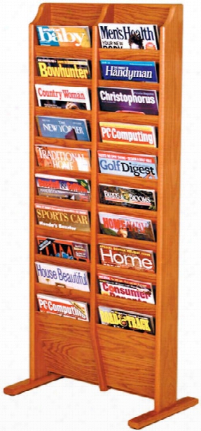 20 Pocket Oak Magazine Floor Rack By Wooden Mallet