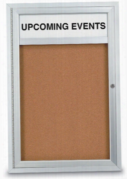 24" X 36" Indoor Enclosed Corkboard With Header By United Visual