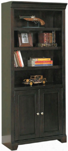 32"w X 15"d X 75"h Solid Wood Bookcase With Doors By Wilshire Furniture