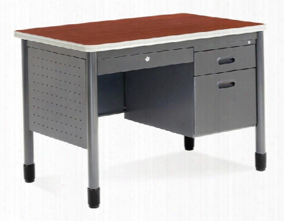 42" Single Pedestal Steel Desk By Ofm