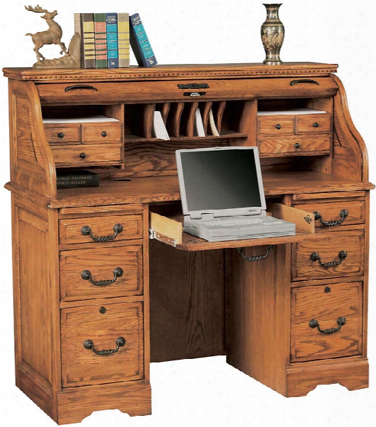 48"w X 23"d X 46"h Solid Wood Roll Top Desk By Wilshire Furniture