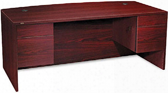 72" Double Pedestal Bow Front Desk By Hon